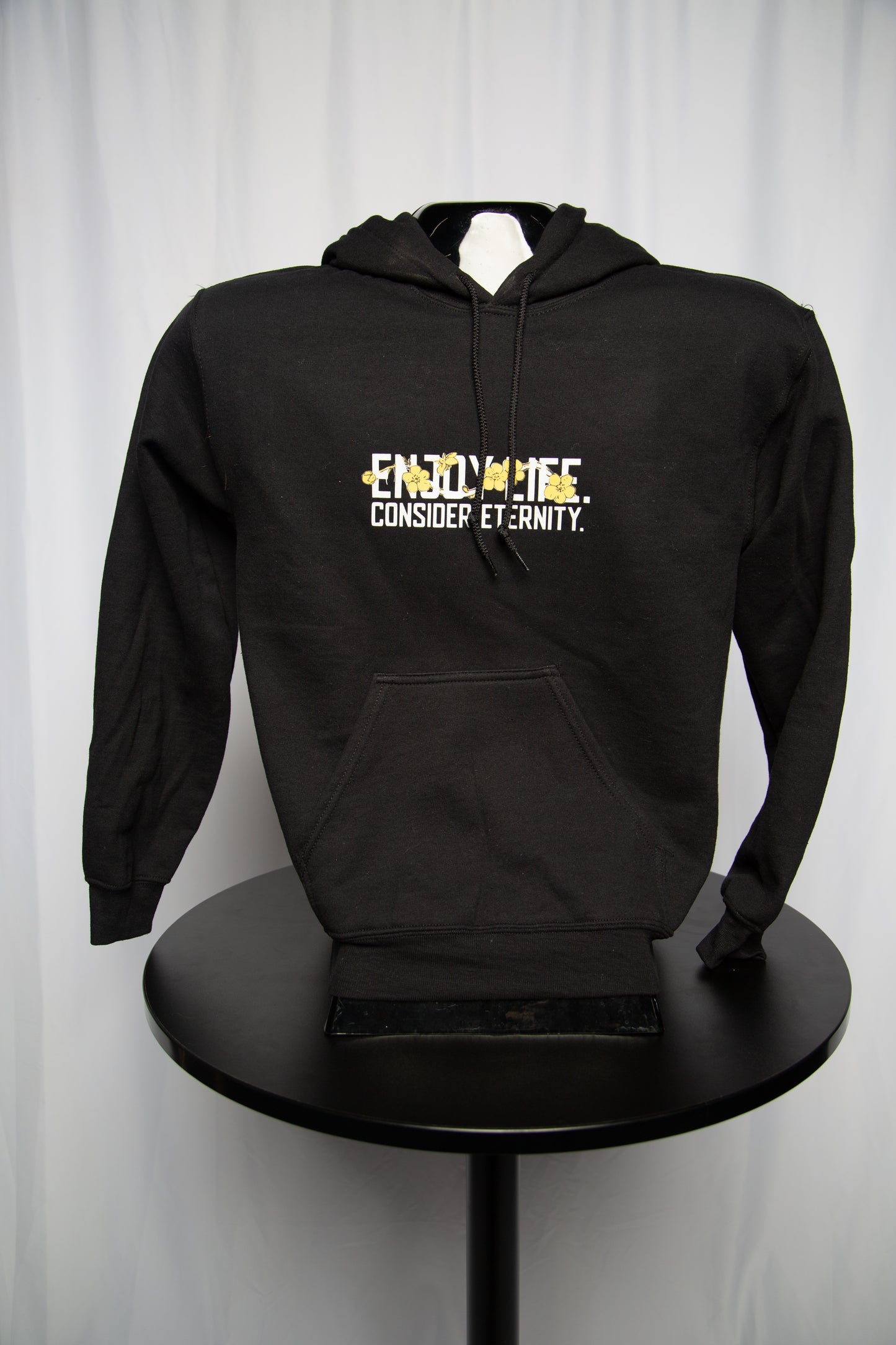 Women's Black Hoodie with Floral Design