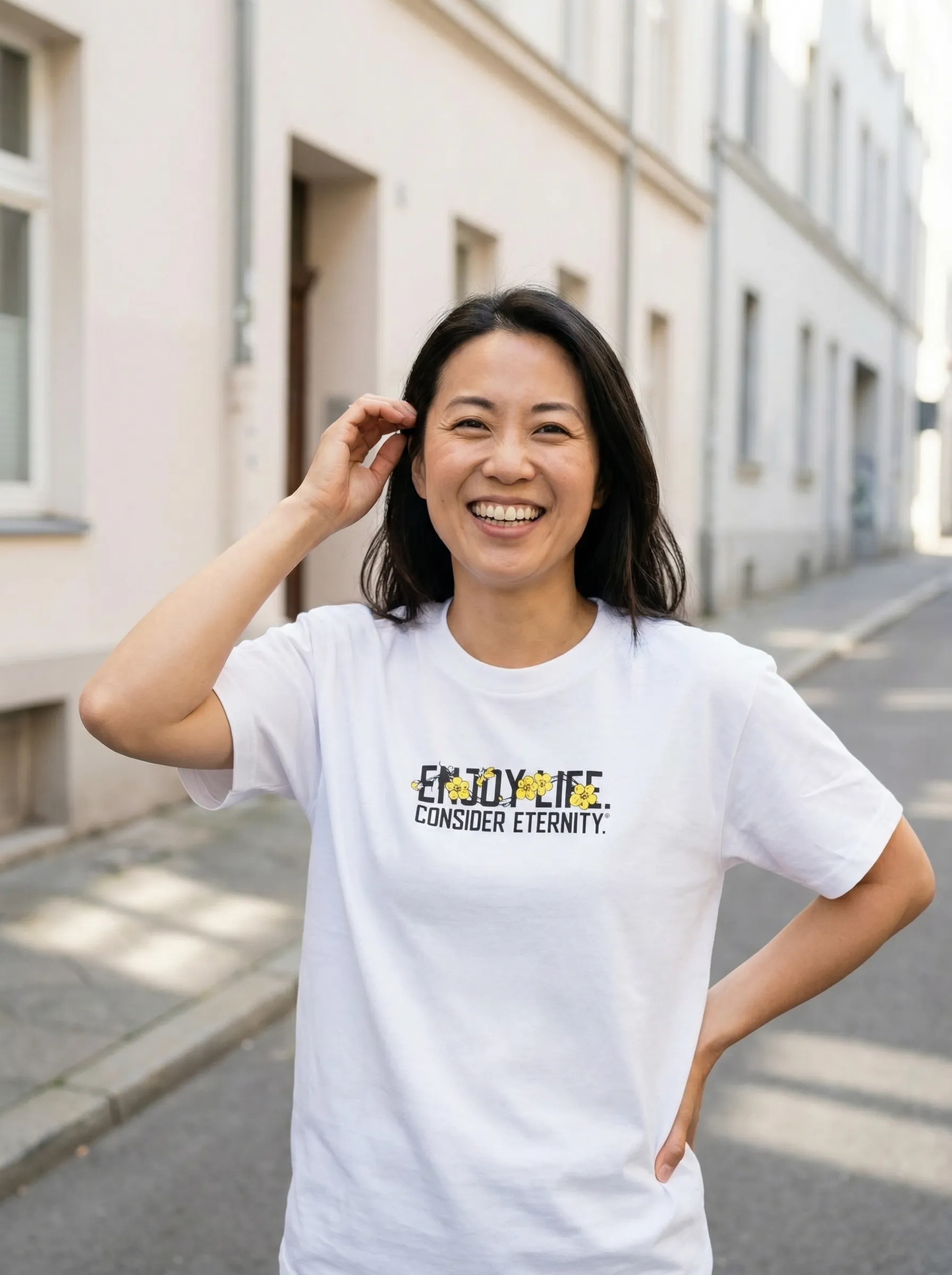 Women’s White T-Shirt with Floral Design