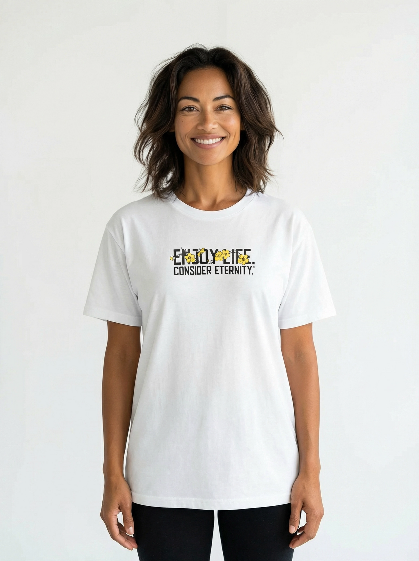 Women’s White T-Shirt with Floral Design