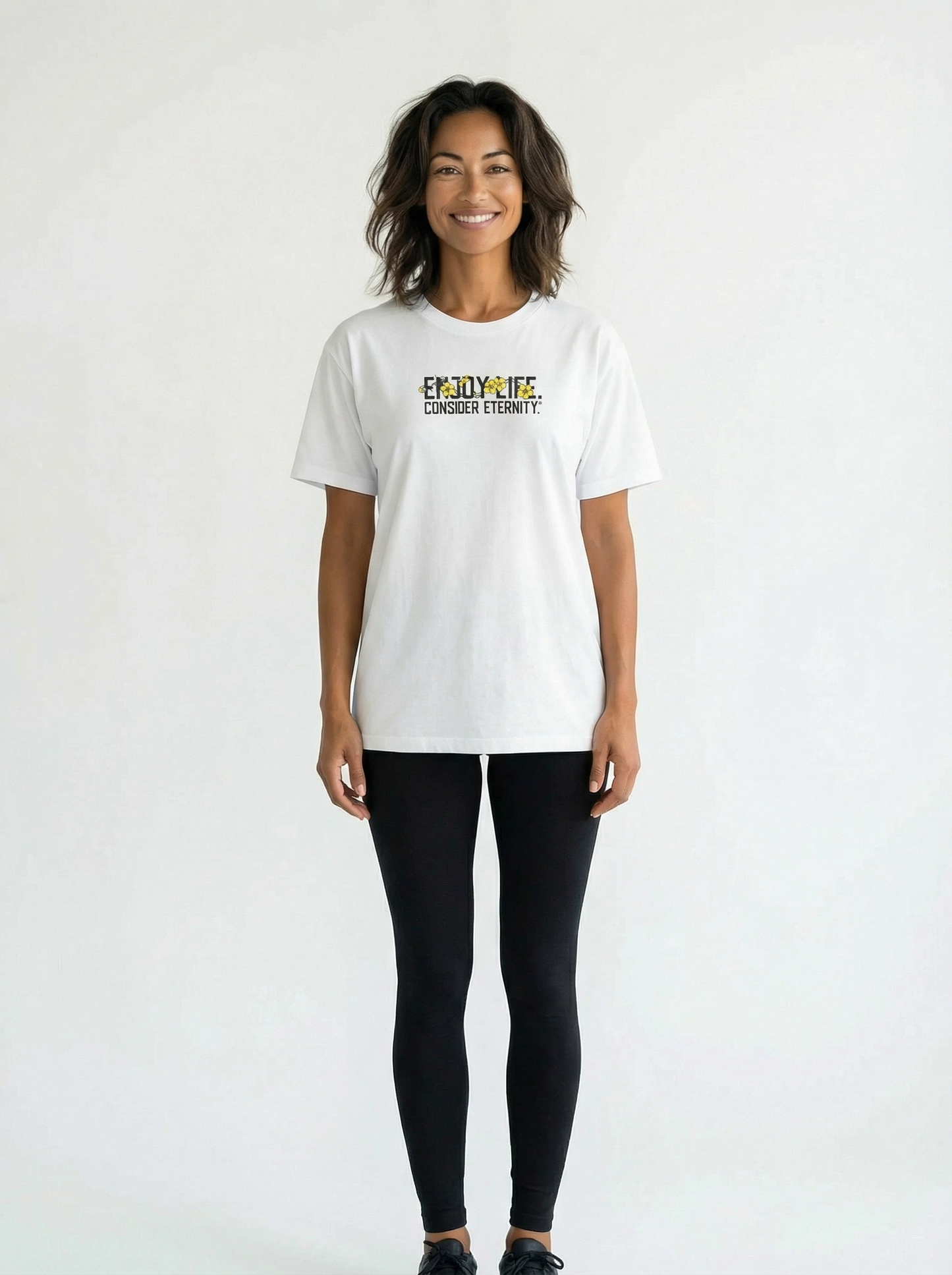 Women’s White T-Shirt with Floral Design