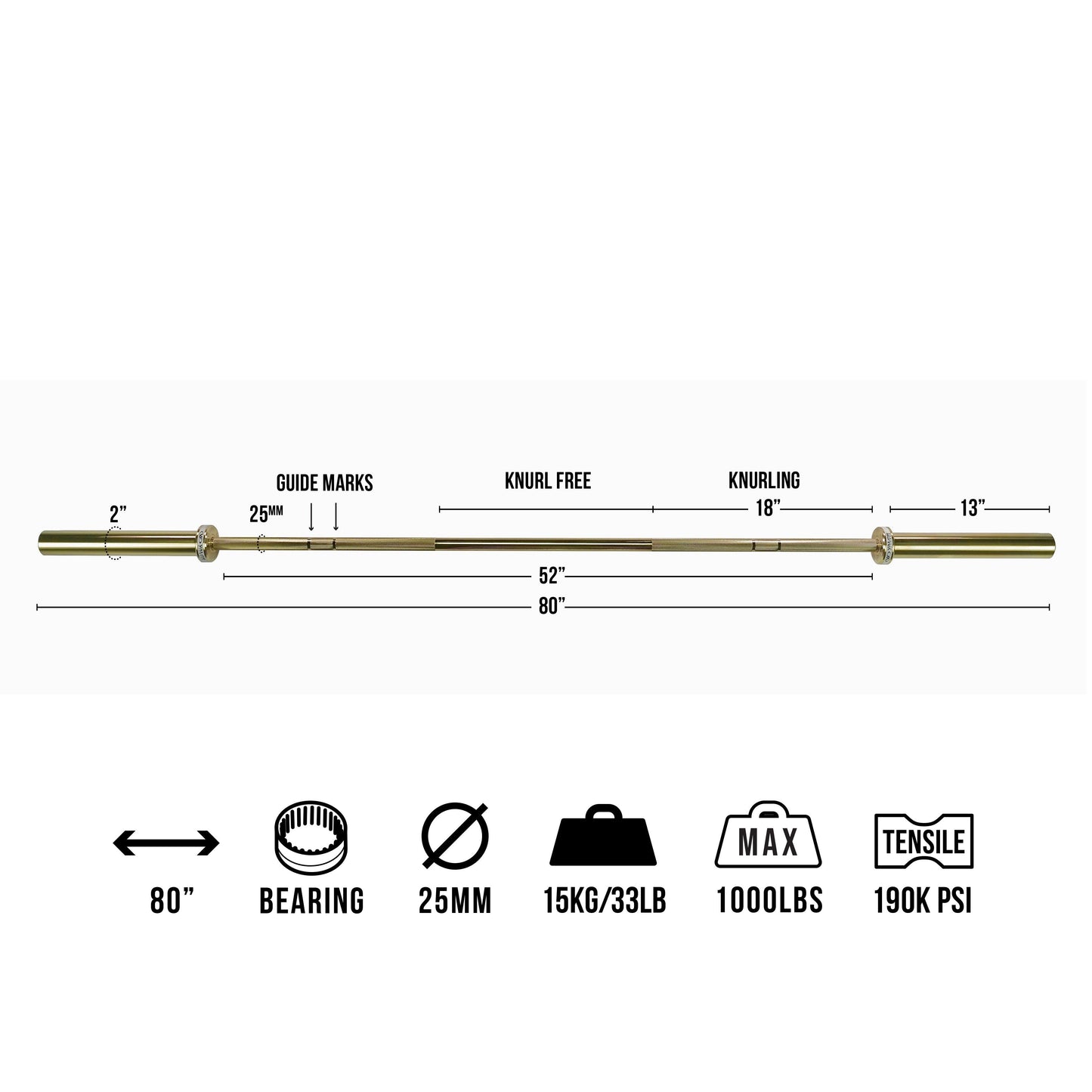 Gold Coated Needle Bearing Barbell